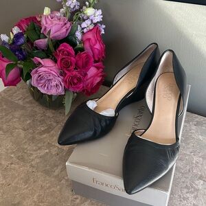 Franco Sarto Black Leather Wedges